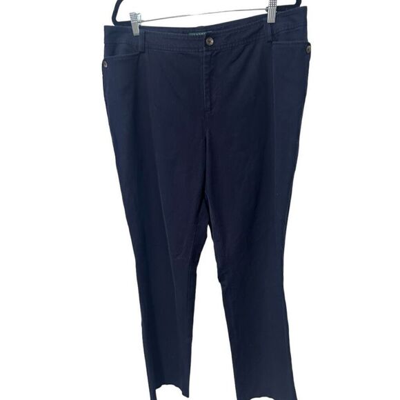 Lauren Ralph Lauren Flat Front Straight Ankle Pants Dark Blue Plus Size 16W - Picture 5 of 12